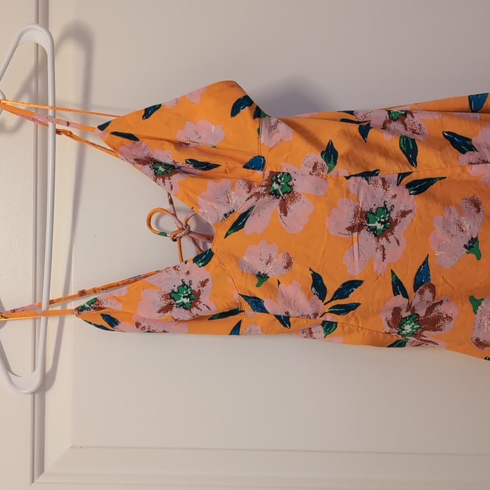 Yellow floral Free People Finer Things midi sundress, XS, NWT